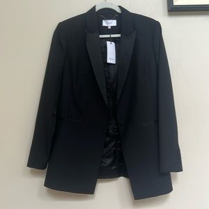 Reiss Black Blazer with Satin Lapel